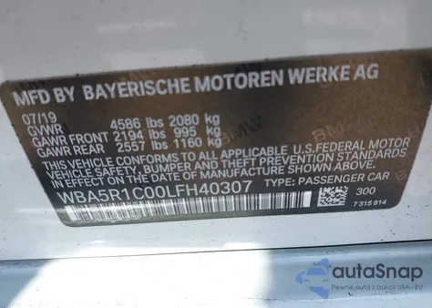 2020 BMW 330I from USA, damaged, VIN WBA5R1C00LFH40307